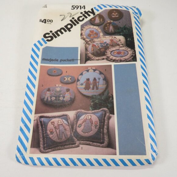 Simplicity 5914 Country style Pillow & Embroidery Hoop Wall Hanging UNCUT Sewing - Picture 2 of 8